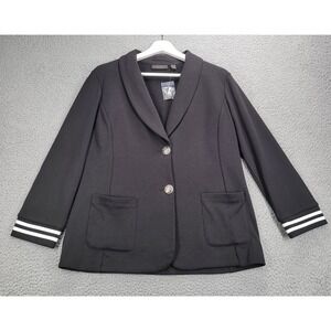 SUSAN GRAVER‎ Weekend Jacket Size Medium Black Marina 3/4 Sleeve Blazer